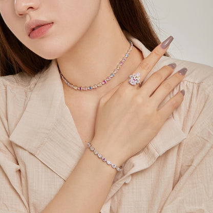 [ElanLuxe Jewelry]Sparkling Colorful Water Drop Shape Daily Ring