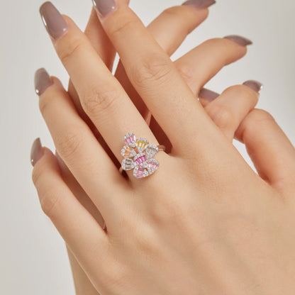 [ElanLuxe Jewelry]Sparkling Colorful Water Drop Shape Daily Ring