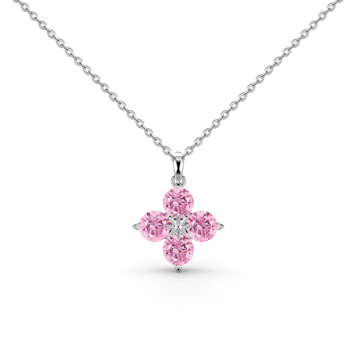 [ElanLuxe Jewelry]Four-Leaf Clover And Eight-Pointed Star Necklace