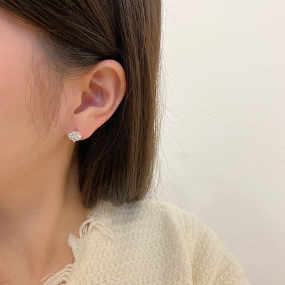 [ElanLuxe Jewelry]Stylish Shiny Round Center Stone Stud Earrings