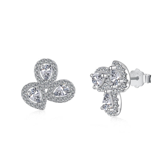 [ElanLuxe Jewelry]Ornate Flower Shape Pear Cut Lover Earrings