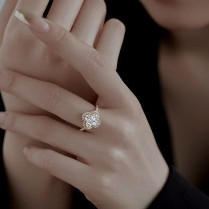 [ElanLuxe Jewelry]Luxurious Eternity Flower Shape Banquet Ring
