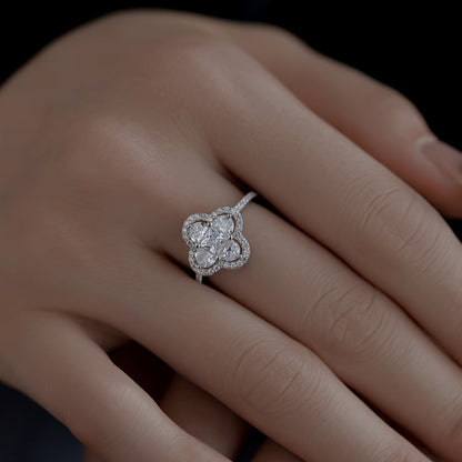 [ElanLuxe Jewelry]Luxurious Eternity Flower Shape Banquet Ring