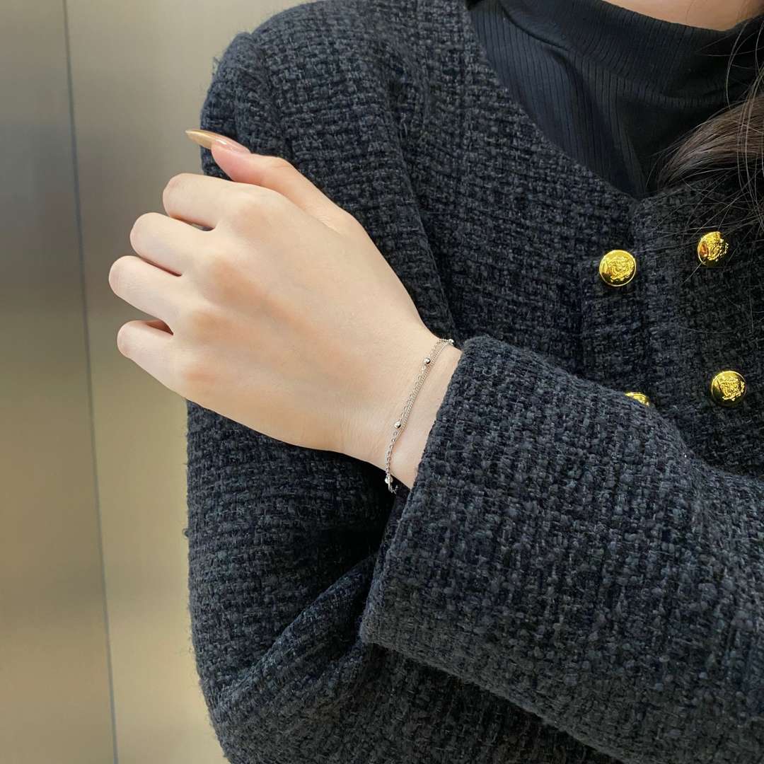 [ElanLuxe Jewelry]Delicate Bead Double Layer Bracelet