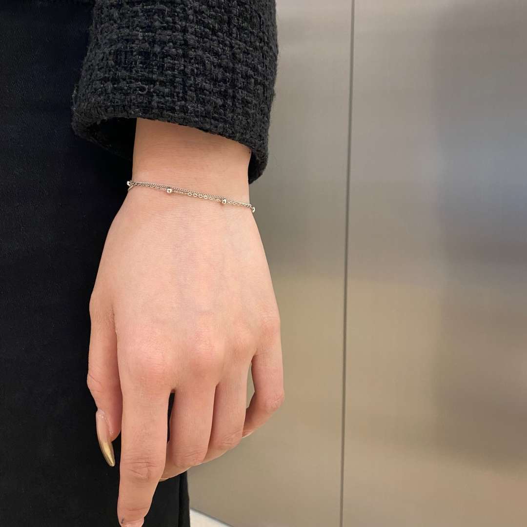 [ElanLuxe Jewelry]Delicate Bead Double Layer Bracelet