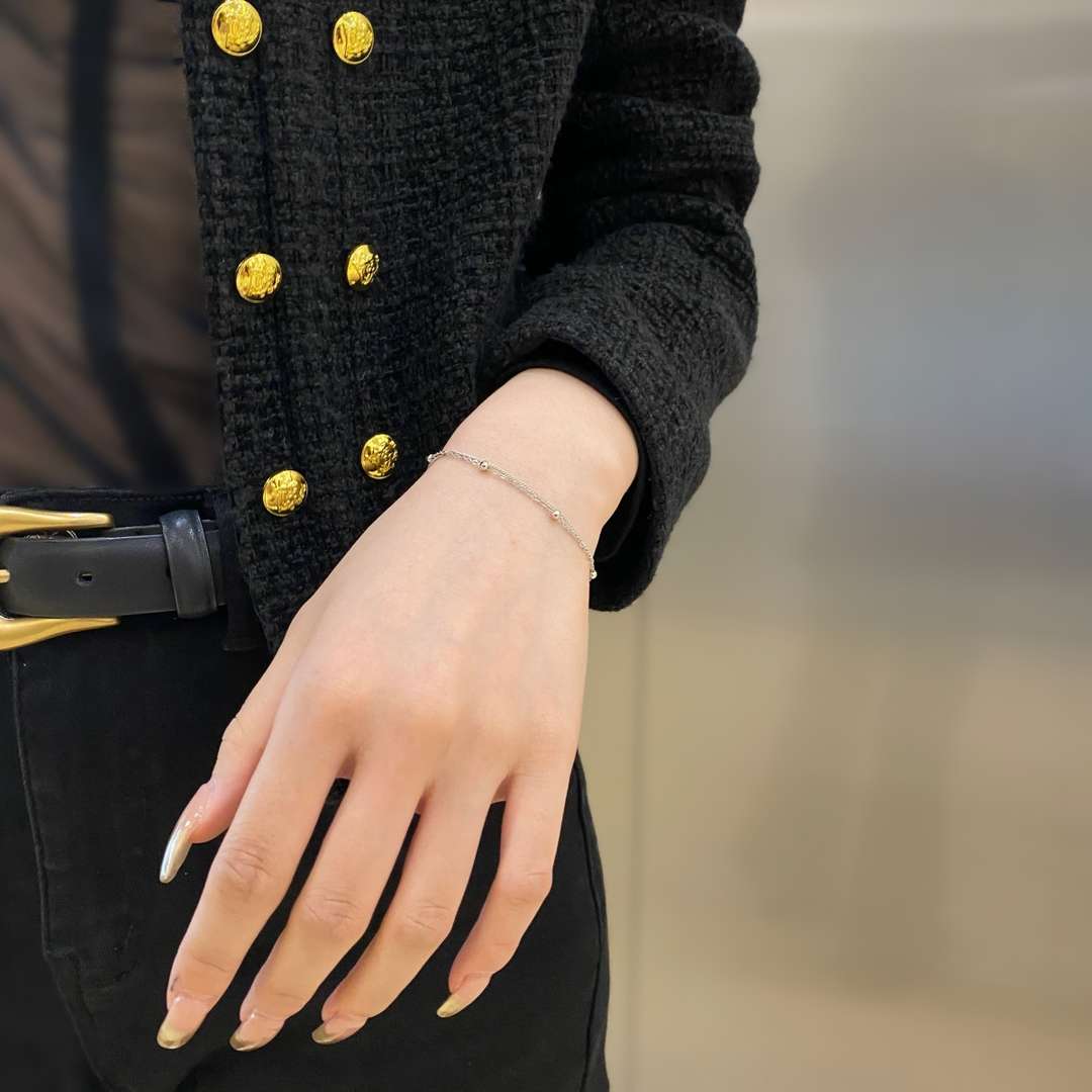 [ElanLuxe Jewelry]Delicate Bead Double Layer Bracelet