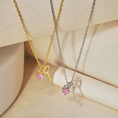 [ElanLuxe Jewelry]Unique Heart Shape Key Pendent Necklace