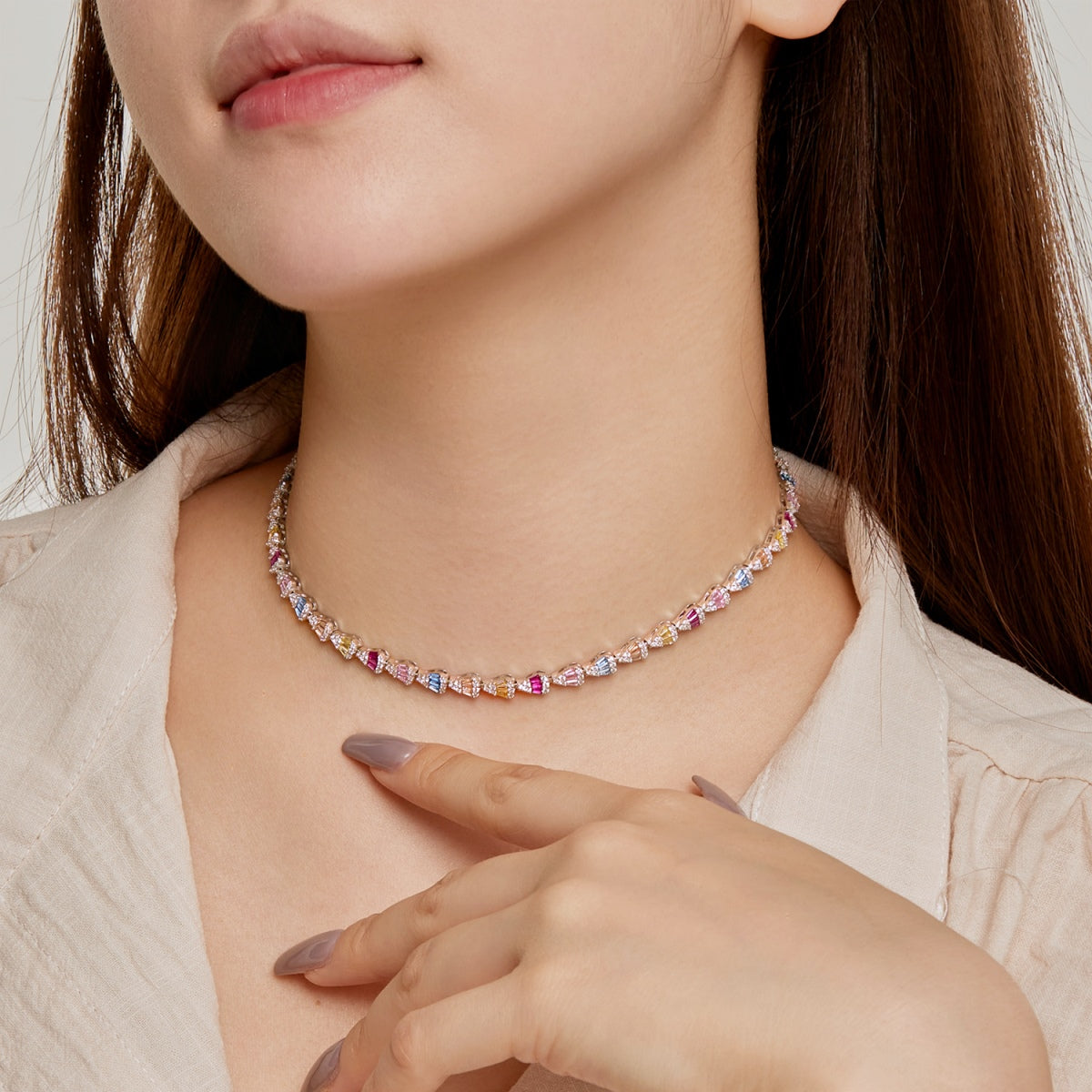 [ElanLuxe Jewelry]Radiant Colorful Rainbow Necklace