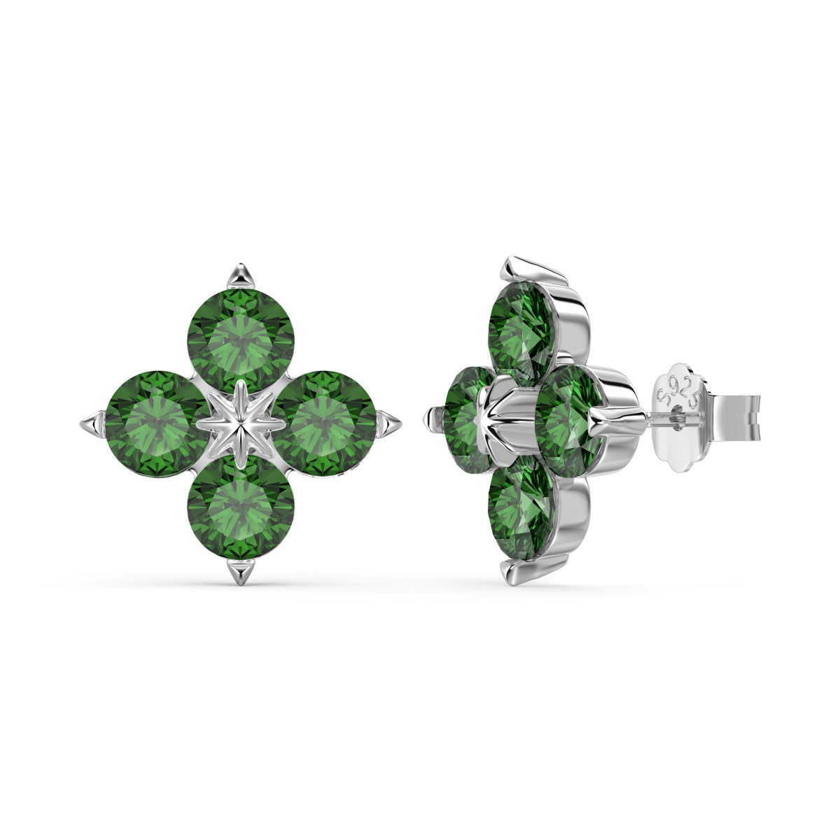 [ElanLuxe Jewelry]Four-Leaf Clover Eight-Pointed Star Earrings