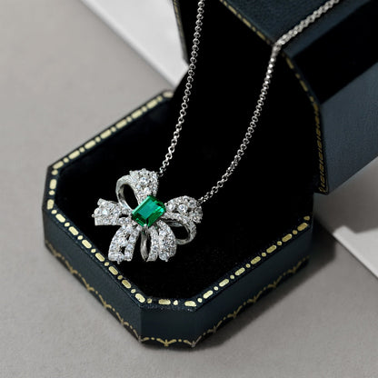 [ElanLuxe Jewelry]Luxurious Flower Shape Emerald Cut Necklace
