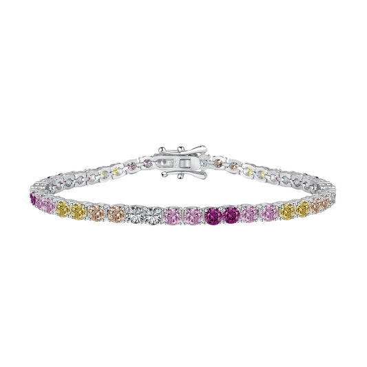 [ElanLuxe Jewelry]Radiant Colorful Round Cut Tennis Bracelet