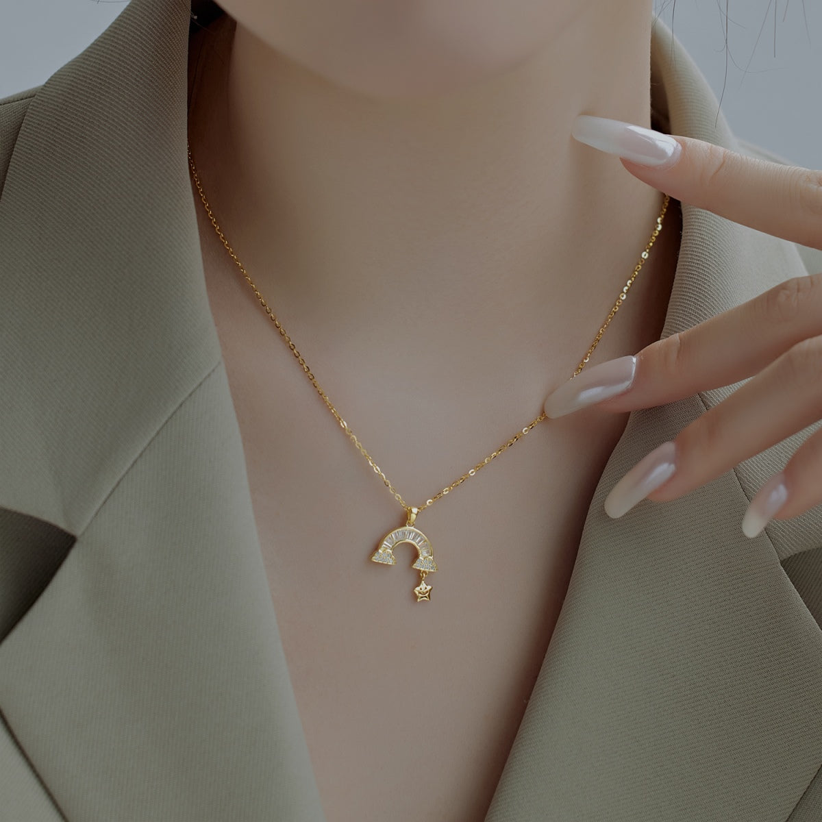 [ElanLuxe Jewelry]Unique Rainbow Star Necklace