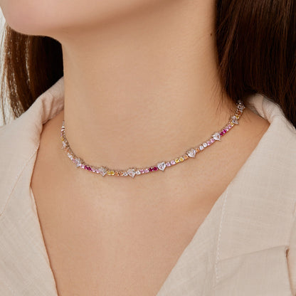 [ElanLuxe Jewelry]Delicate Colorful Rainbow Tennis Chain