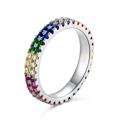 [ElanLuxe Jewelry]Unique Colorful Round Cut Tennis Ring