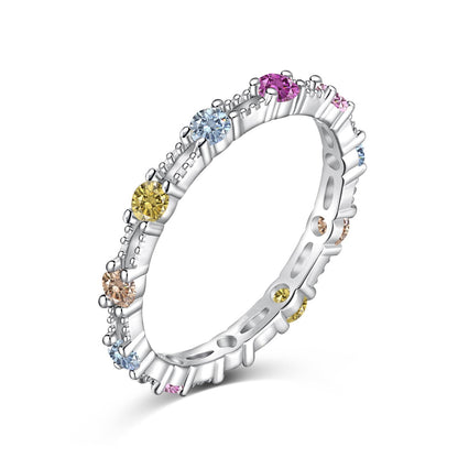 [ElanLuxe Jewelry]Sparkling Colorful Round Cut Tennis Ring