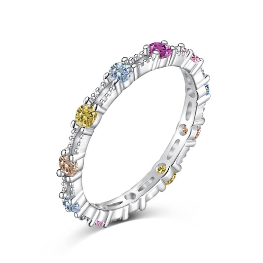[ElanLuxe Jewelry]Sparkling Colorful Round Cut Tennis Ring
