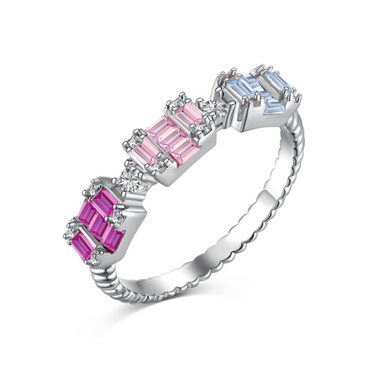 [ElanLuxe Jewelry]Unique Colorful Emerald Cut Party Ring