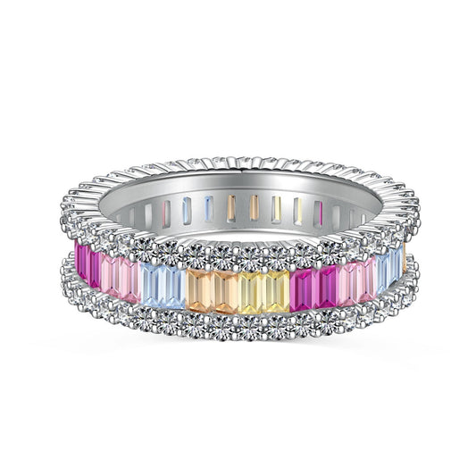 [ElanLuxe Jewelry]Dainty Kaleidoscopic Emerald Cut Daily Ring