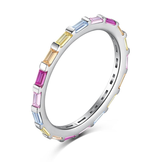 [ElanLuxe Jewelry]Exquisite Multicolored Emerald Cut Daily Ring