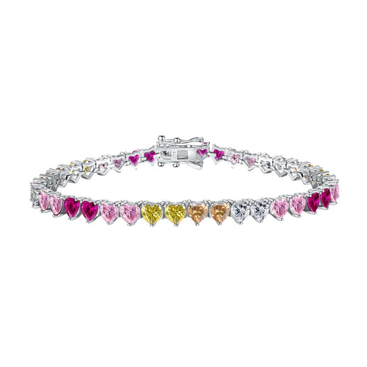 [ElanLuxe Jewelry]Luxurious Colorful Romantic Heart Shape Lover Bracelet