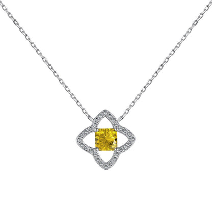 [ElanLuxe Jewelry]Exquisite Flower Shape Princess Cut Necklace
