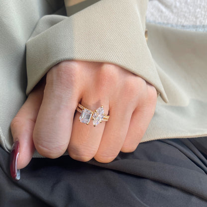 [ElanLuxe Jewelry]2.0 Carat Scintillating Ornate Radiant Cut Party Ring