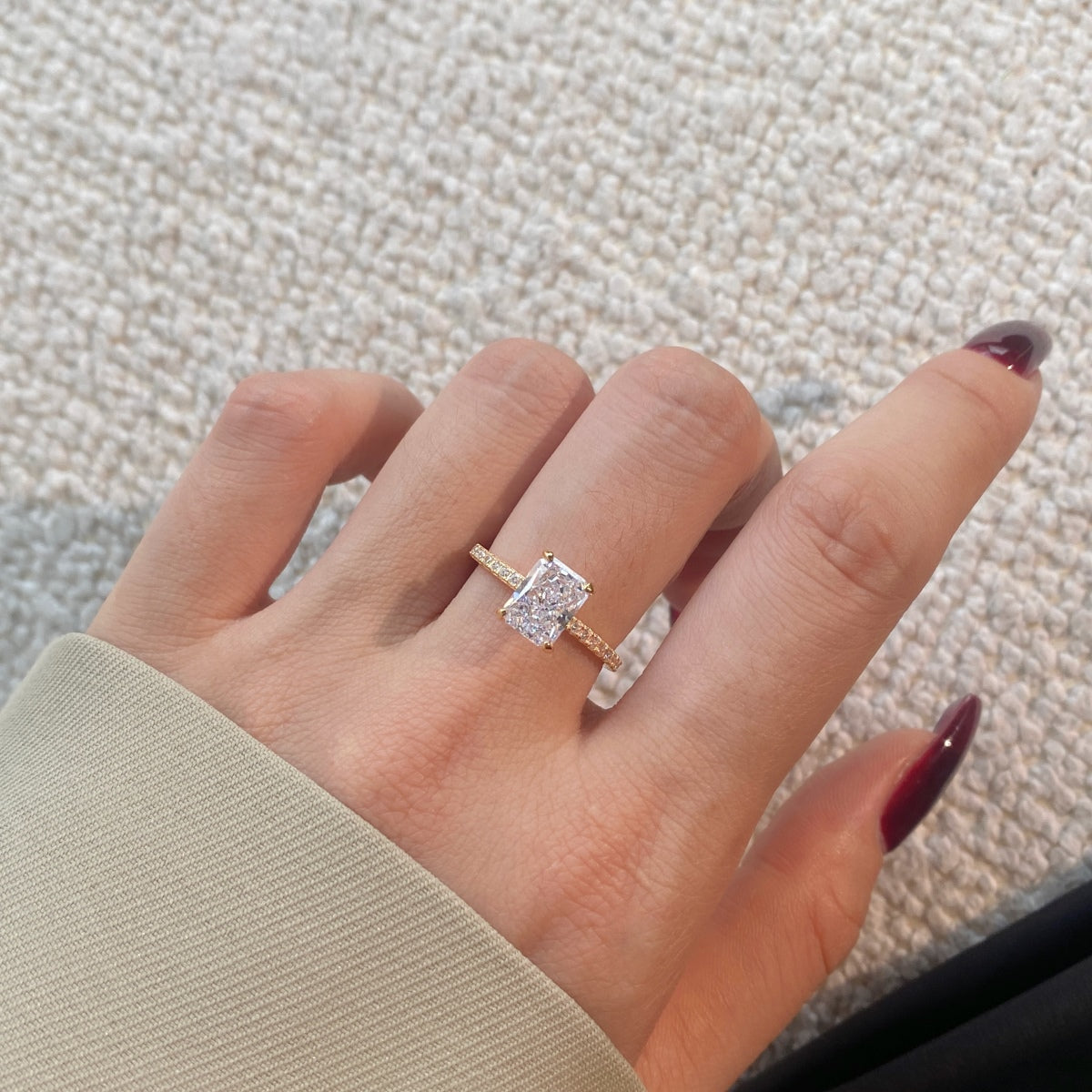 [ElanLuxe Jewelry]2.0 Carat Dazzling Sparkling Radiant Cut Party Ring