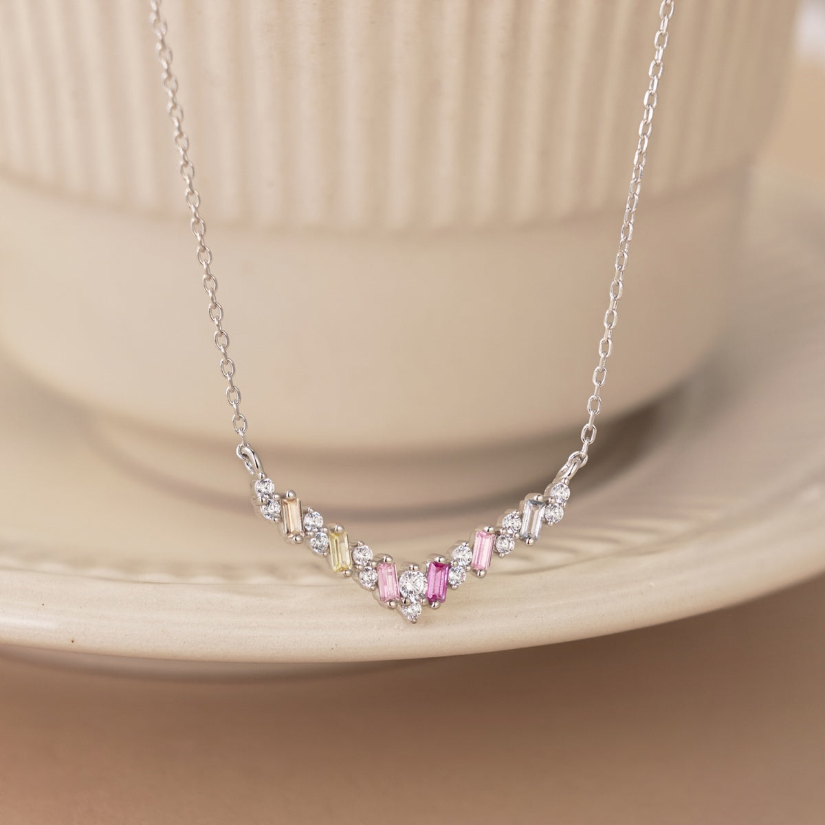 [ElanLuxe Jewelry]Dazzling Rainbow Necklace