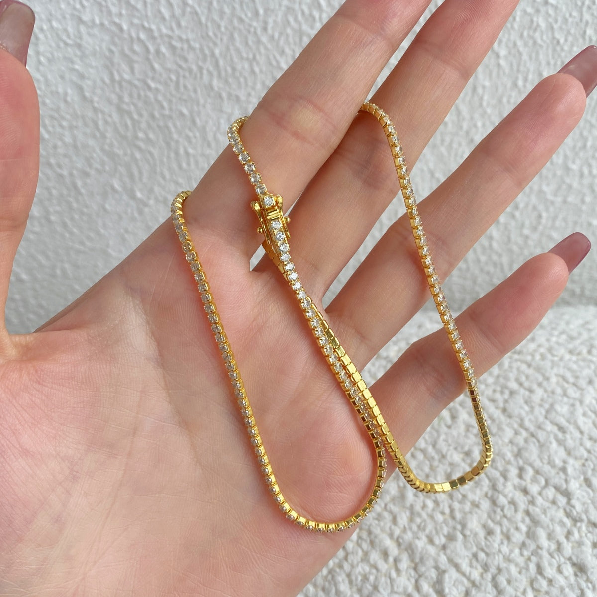[ElanLuxe Jewelry]Delicate Round Shape Tennis Necklace