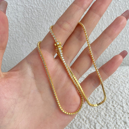 [ElanLuxe Jewelry]Delicate Round Shape Tennis Necklace