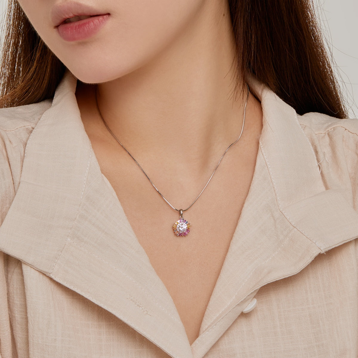[ElanLuxe Jewelry]Charming Flower Colorful Necklace