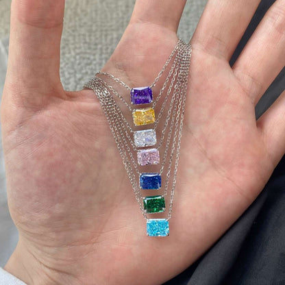 [ElanLuxe Jewelry]Luxurious Square Shape Colorful Necalack