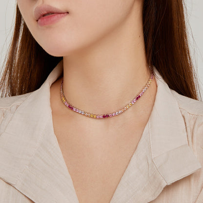 [ElanLuxe Jewelry]Delicate Colorful Tennis Necklace