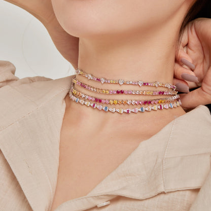 [ElanLuxe Jewelry]Delicate Colorful Tennis Necklace