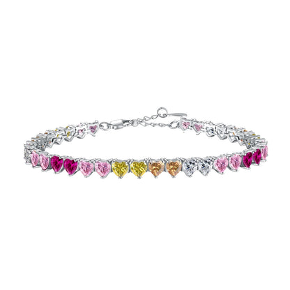 [ElanLuxe Jewelry]Luxurious Colorful Romantic Heart Shape Lover Bracelet