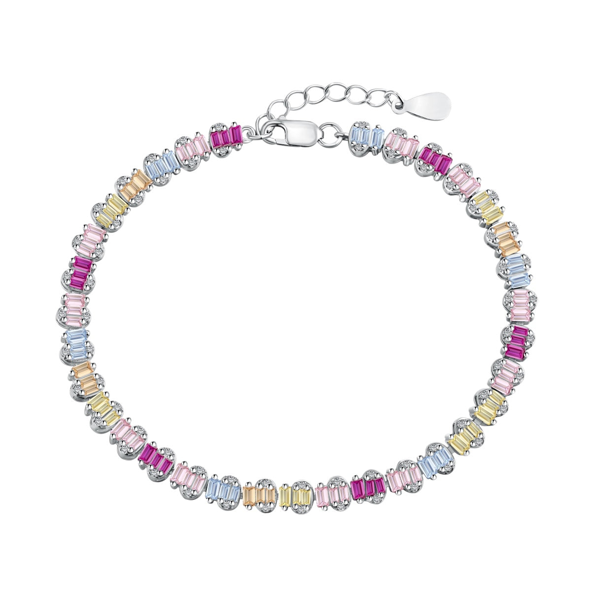 [ElanLuxe Jewelry]Delicate Colorful Emerald Cut Party Bracelet