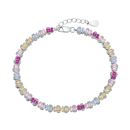 [ElanLuxe Jewelry]Delicate Colorful Emerald Cut Party Bracelet