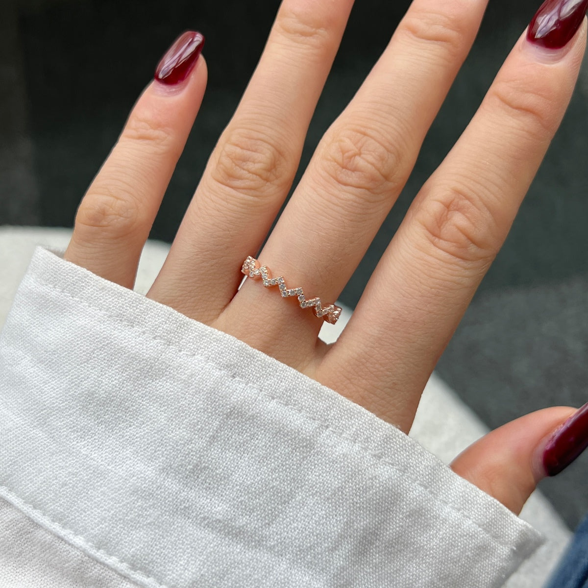 [ElanLuxe Jewelry]Delicate Enchanting Wave Shape Daily Ring