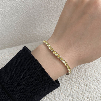 [ElanLuxe Jewelry]Ornate Dazzling Round Cut Tennis Bracelet