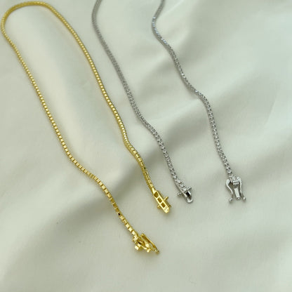 [ElanLuxe Jewelry]Delicate Round Shape Tennis Necklace