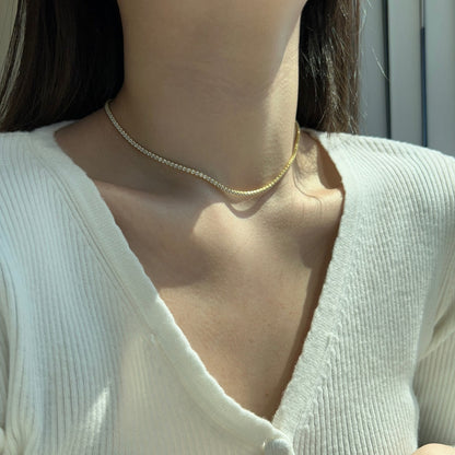 [ElanLuxe Jewelry]Delicate Round Shape Tennis Necklace