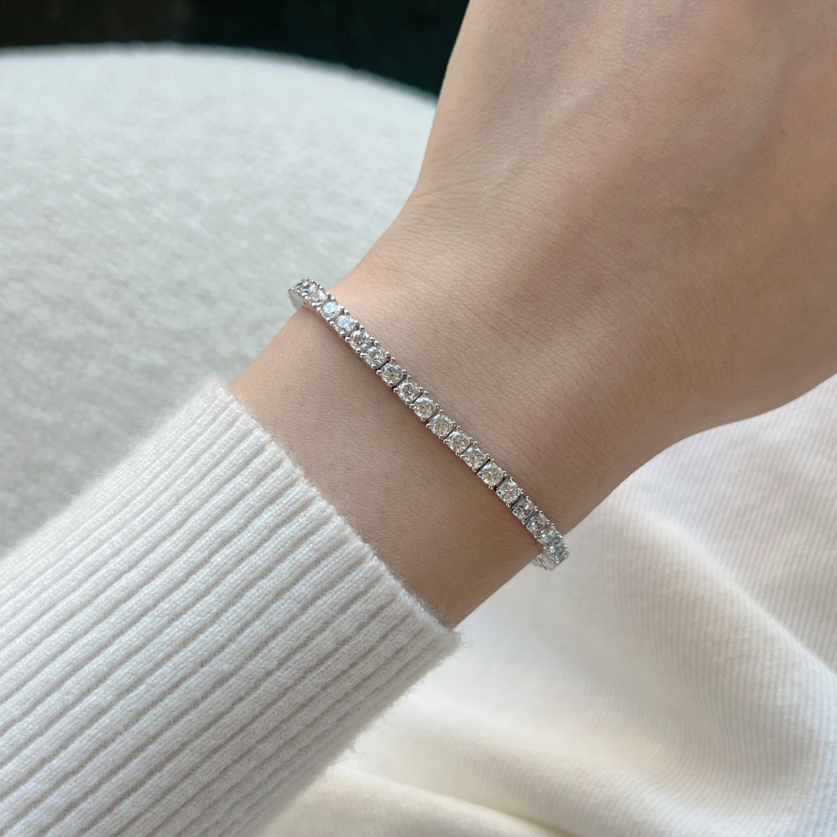 [ElanLuxe Jewelry]Dainty Charming Round Cut Tennis Bracelet