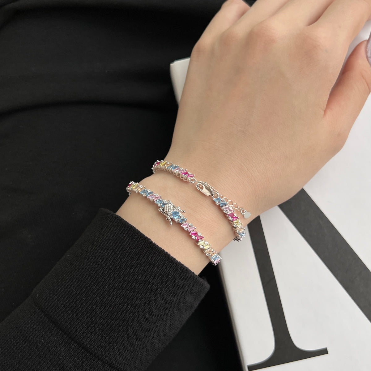 [ElanLuxe Jewelry]Ornate Sparkling Multi Cut Party Bracelet