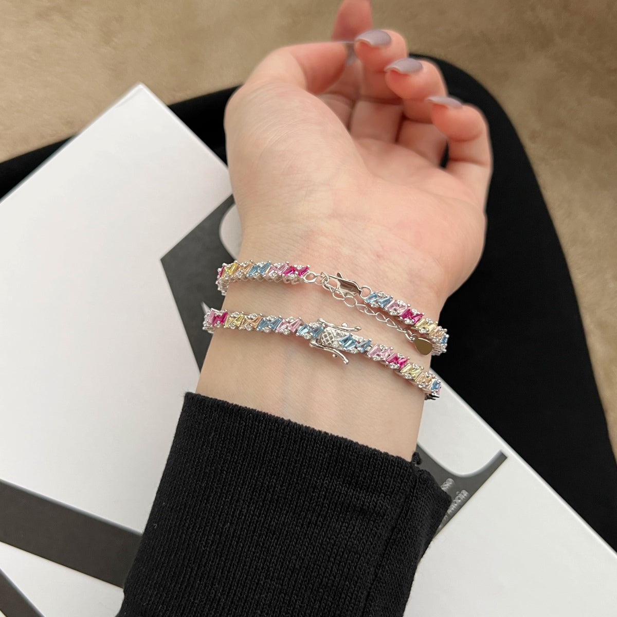 [ElanLuxe Jewelry]Ornate Sparkling Multi Cut Party Bracelet