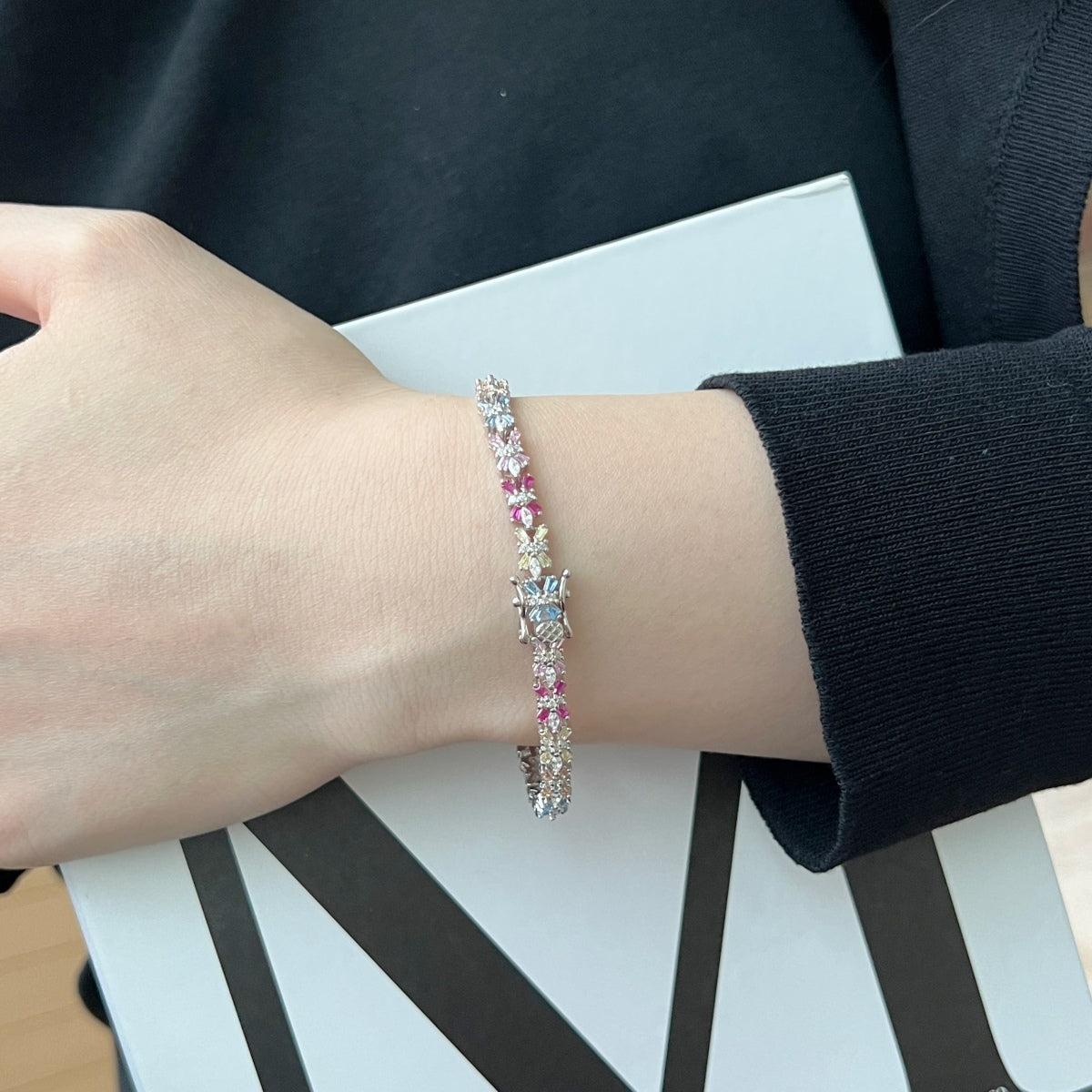 [ElanLuxe Jewelry]Radiant Colorful Emerald Cut Party Bracelet