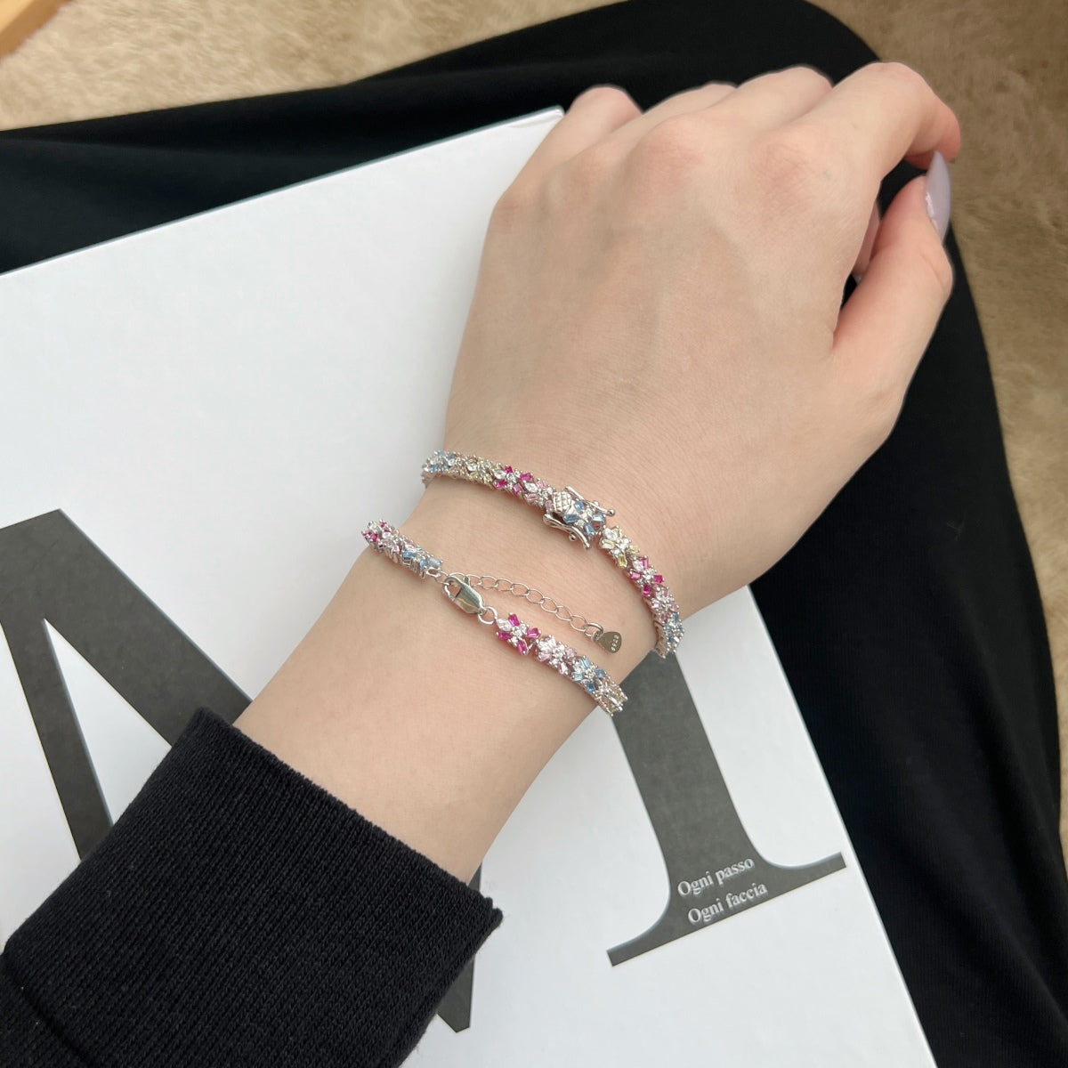[ElanLuxe Jewelry]Radiant Colorful Emerald Cut Party Bracelet