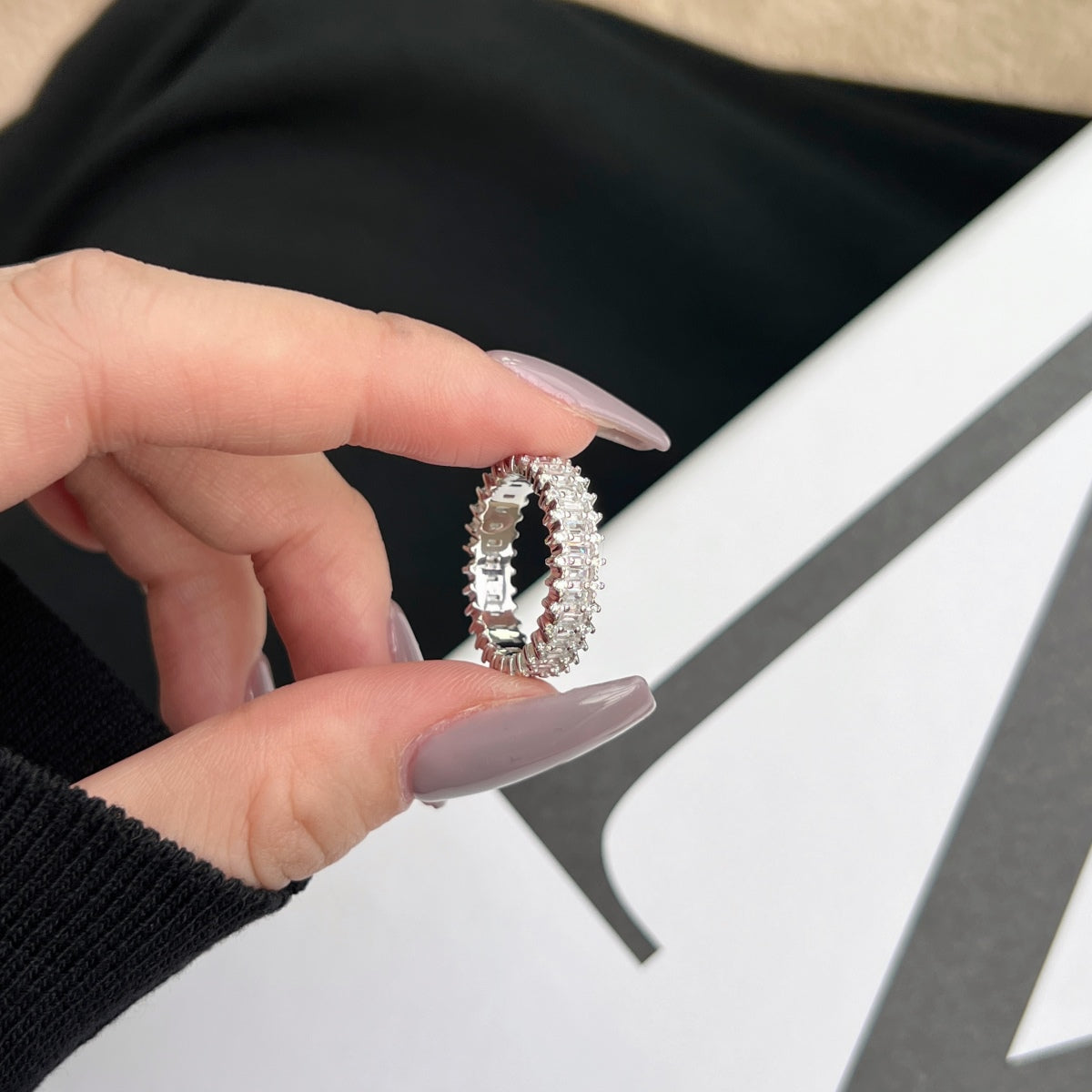 [ElanLuxe Jewelry]Splashy Ornate Emerald Cut Cocktail Ring