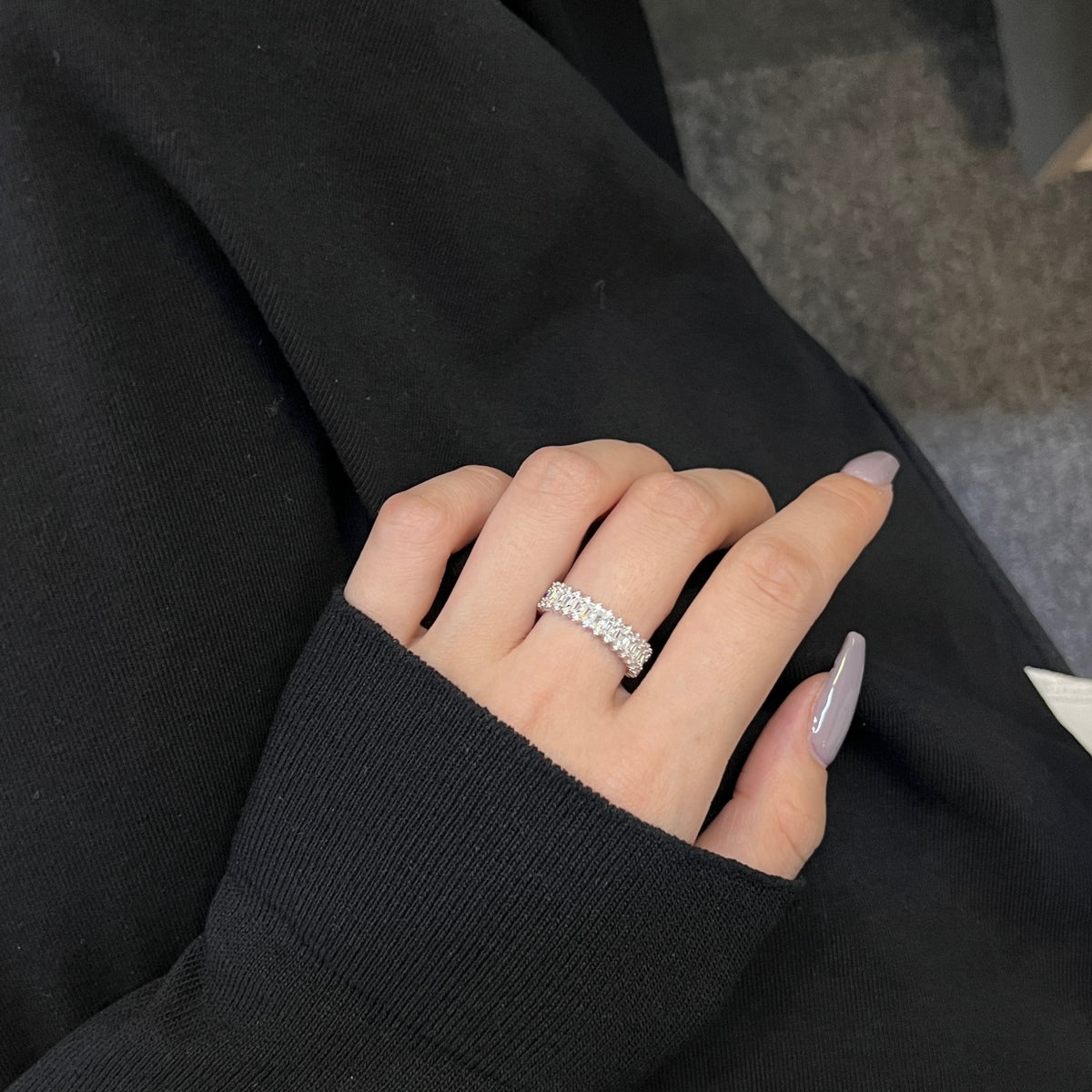 [ElanLuxe Jewelry]Splashy Ornate Emerald Cut Cocktail Ring
