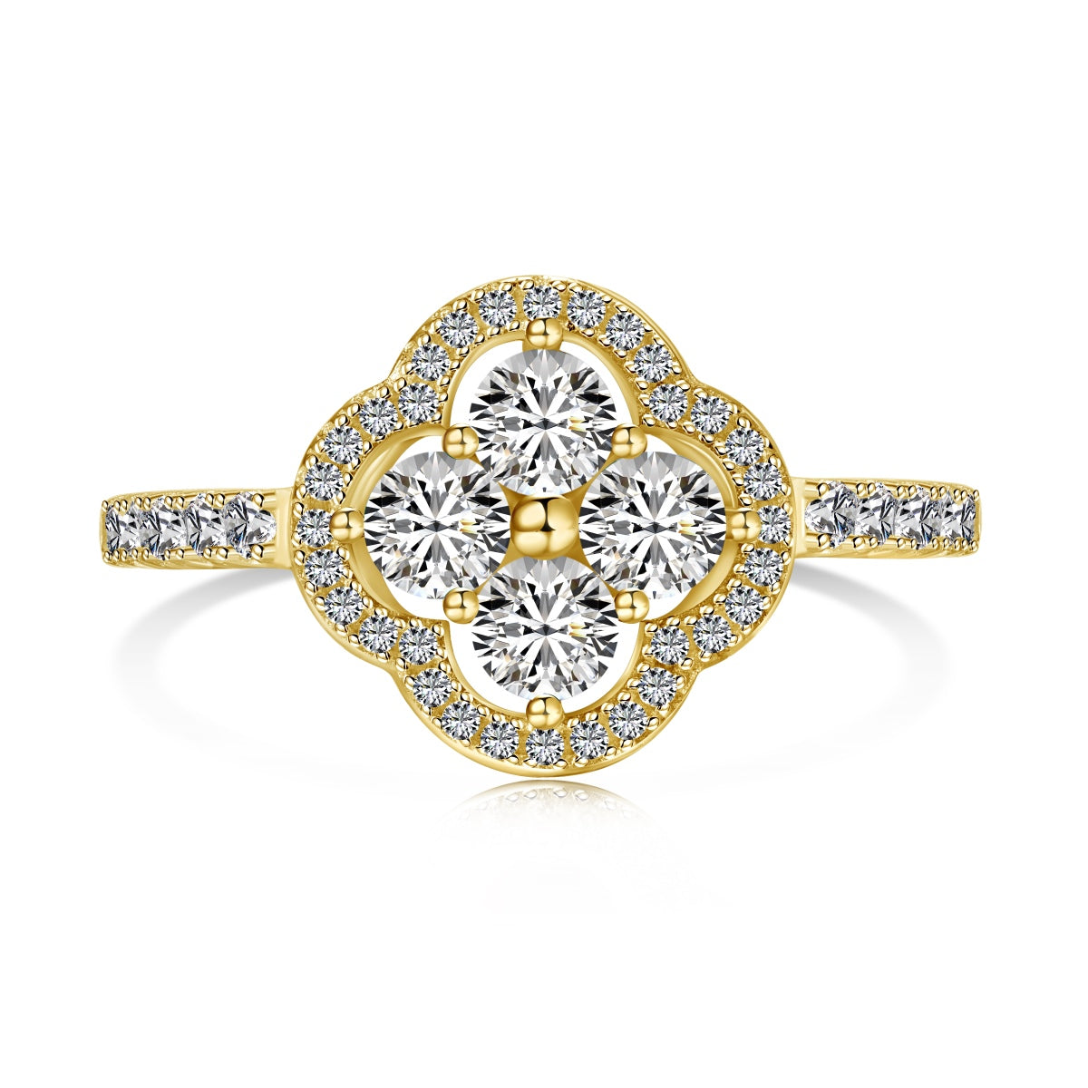 [ElanLuxe Jewelry]Four Leaf Clover Flower Design Ring