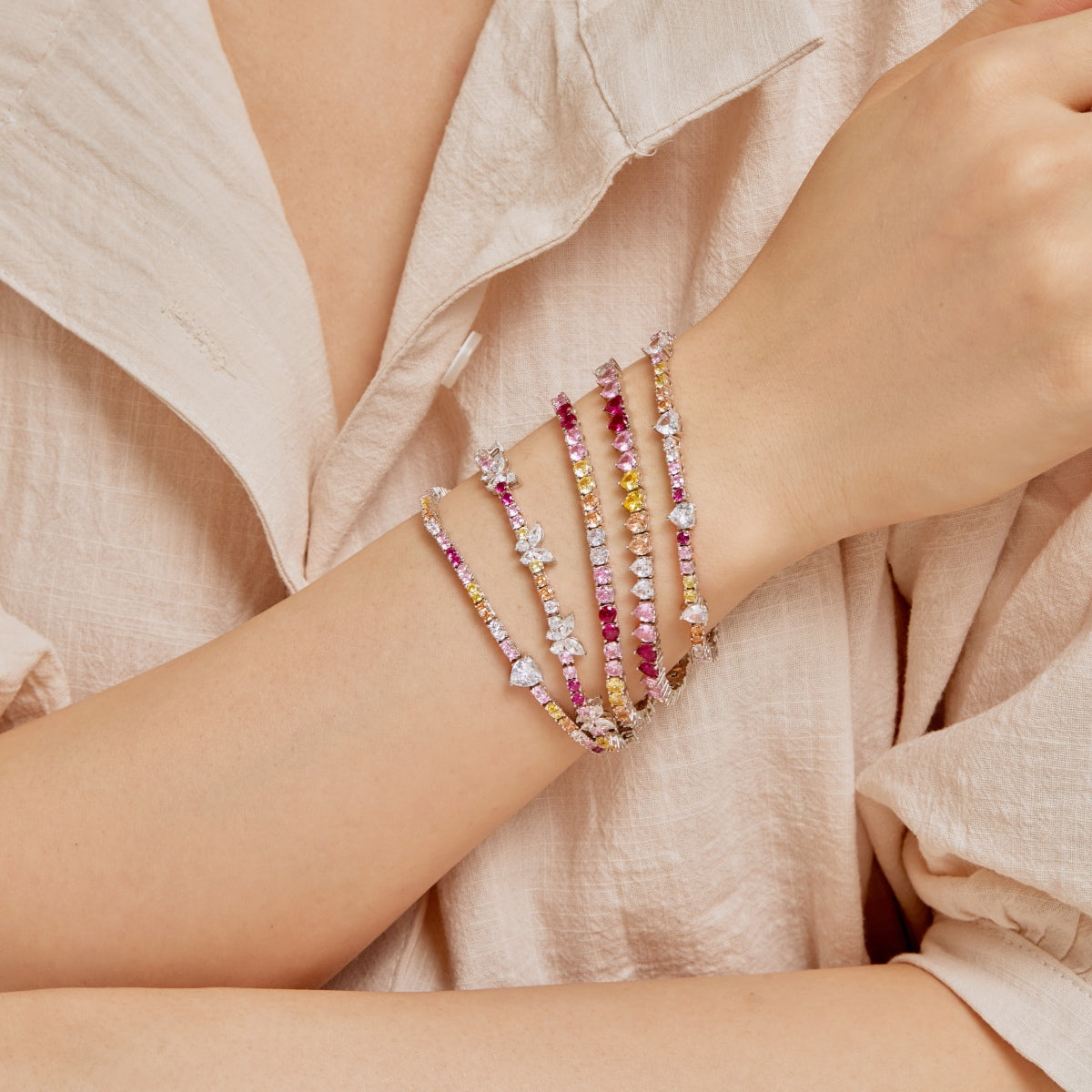 [ElanLuxe Jewelry]Romantic Heart Shape Round Cut Lover Bracelet